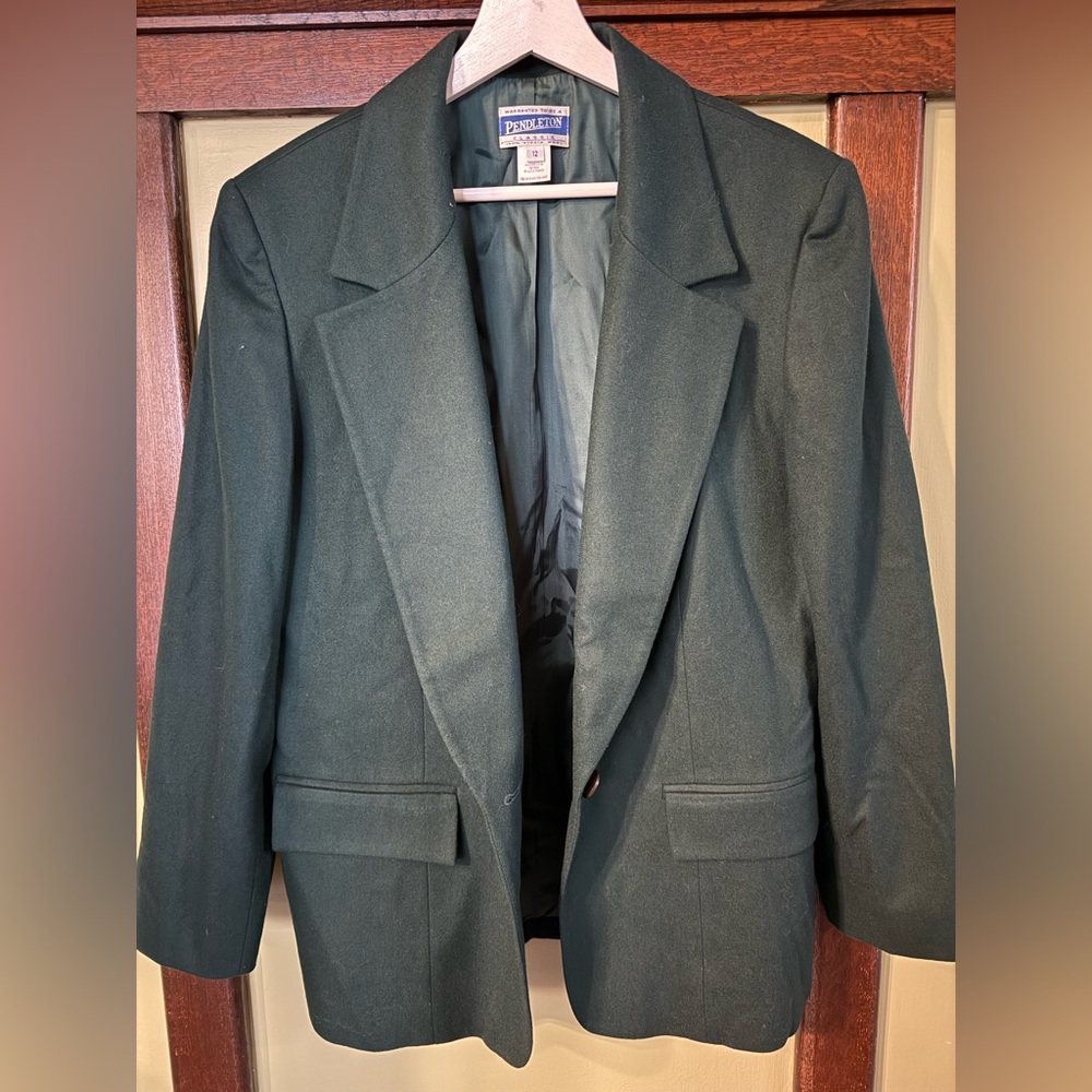 Vintage Pendleton Dark Green Virgin Wool Blazer Jacket 12